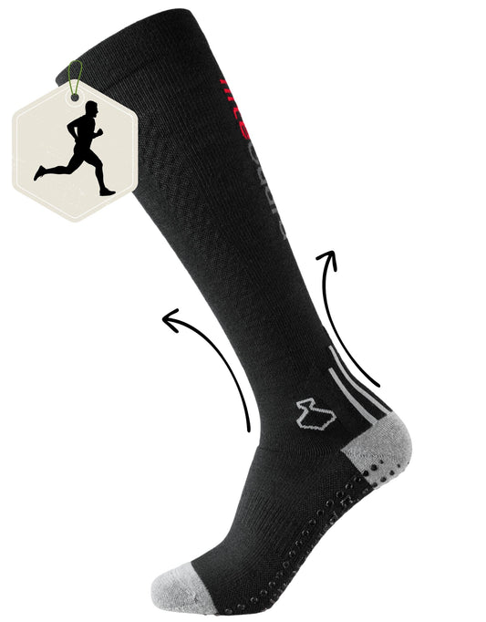liiteGuard Merino Shin-Tech Grip Running Kompressionssocken für Herren und Damen (Größe 44-47) | Für Sport Laufen Fussball | Läufer Kompressionsstrümpfe Schonend für Achillessehne Schienbein Knöchel