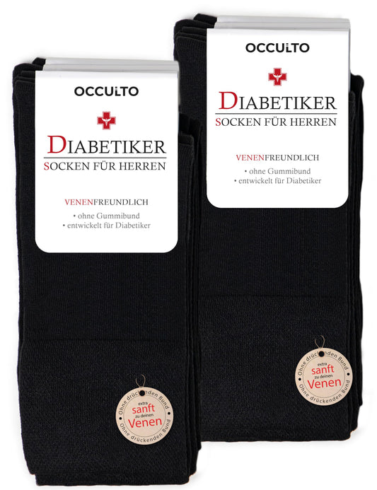 Occulto 10 Paar Diabetikersocken für Herren ohne Naht ohne Gummibund aus Baumwolle 10 Paar | Schwarz 43-46