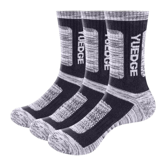 YUEDGE 3 Paar Damen Wandersocken Atmungsaktive Sport Socken Trekkingsocken für Outdoor-Aktivitäten (Size WL Schwarz)