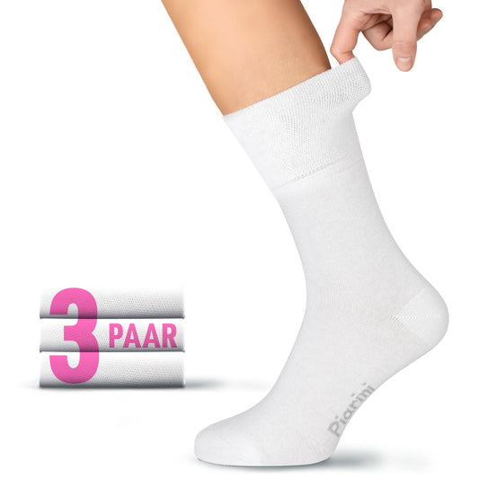 Piarini 3 Paar herrensocken ohne gummibund 39 42 weiß Diabetikersocken herren extra weit socken ohne naht an den zehen geeignet für diabetiker weiter bund venenfreundlich für geschwollene Füße